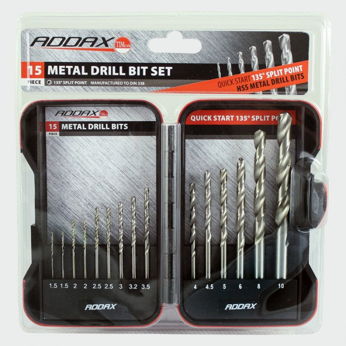 Addax HSS Milled Jobber Metal Bit Set 15pc Addax HSS Milled Jobber Metal Bit Set 15pc